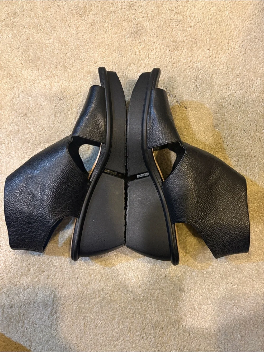Naya “Seeker” Black Leather Open-Toe Wedge Sandals-Size 11